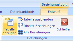 Register Beziehungstools - Tabelle anzeigen