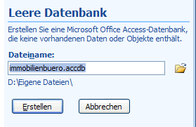 Datenbank Ordner und Name