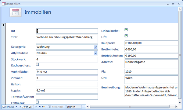 Automatisch erstelltes Formular