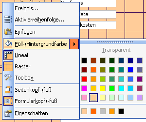 Hintergrundfarbe im Kontextmenü