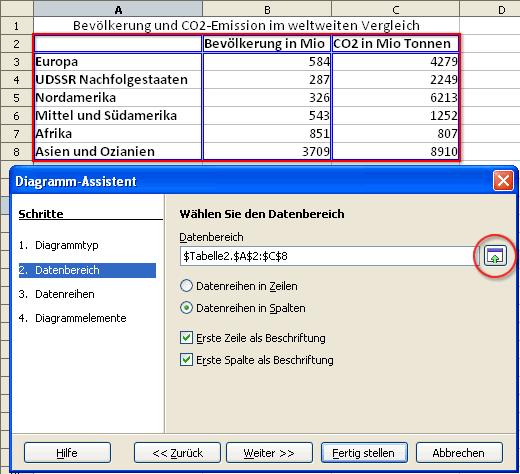 Diagrammassistent in Calc - Datenreihen