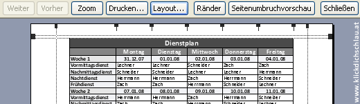 Seitenansicht Excel XP/2003