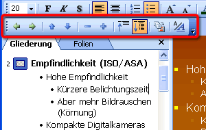 Symbolleiste Gliederung in PowerPoint 2003