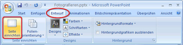 Dialog Seite einrichten PowerPoint2007