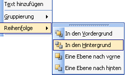 Kontextmenü Bild - Reihenfolge