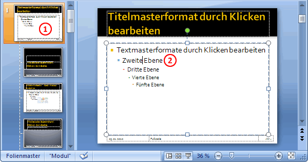 Masterfolien Hierarchie in PowerPoint 2007