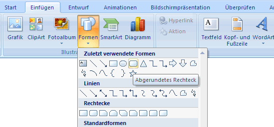 PowerPoint 2007 - Register Einf�gen - Formen