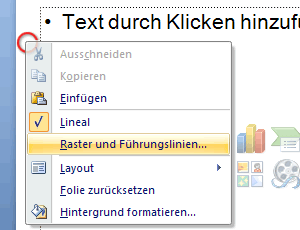 Raster im Kontextmenü