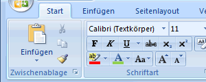 Multifunktionsleiste in Word Ausschnitt