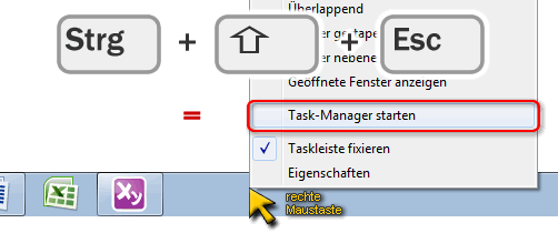 Strg + Umschalttaste + Esc