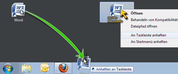 Prrogramm an Taskleiste anheften