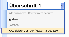 Überschrift 1 aktualisieren