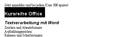 Überschrift Kursreihe Office markieren