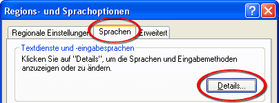 Dialog Regions und Sprachoptionen